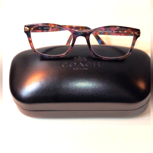 Coach Eyeglasses & Case Set | Confetti Purple Frames + Case + Cleaning Cloth - Picture 1 of 6